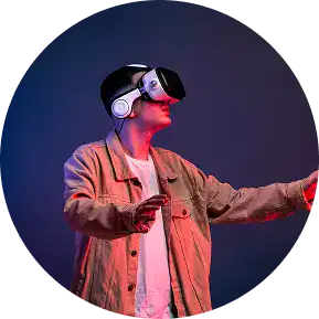 Man experiencing virtual reality at Flyout Trampoline Park